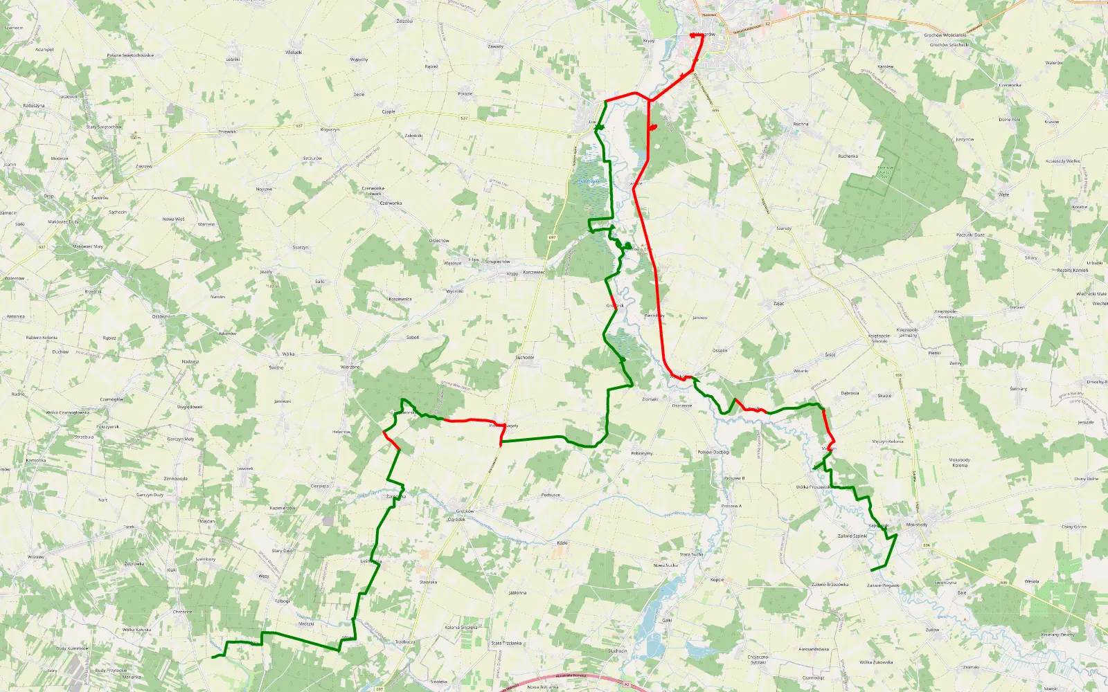 Map of Wity - Zaliwie Piegawki - 60 km offroad trail, Węgrów County