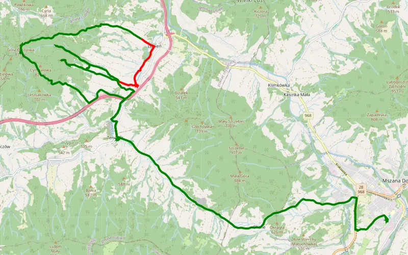 Tenczyn - Przełęcz Glisne - Mszana Dolna