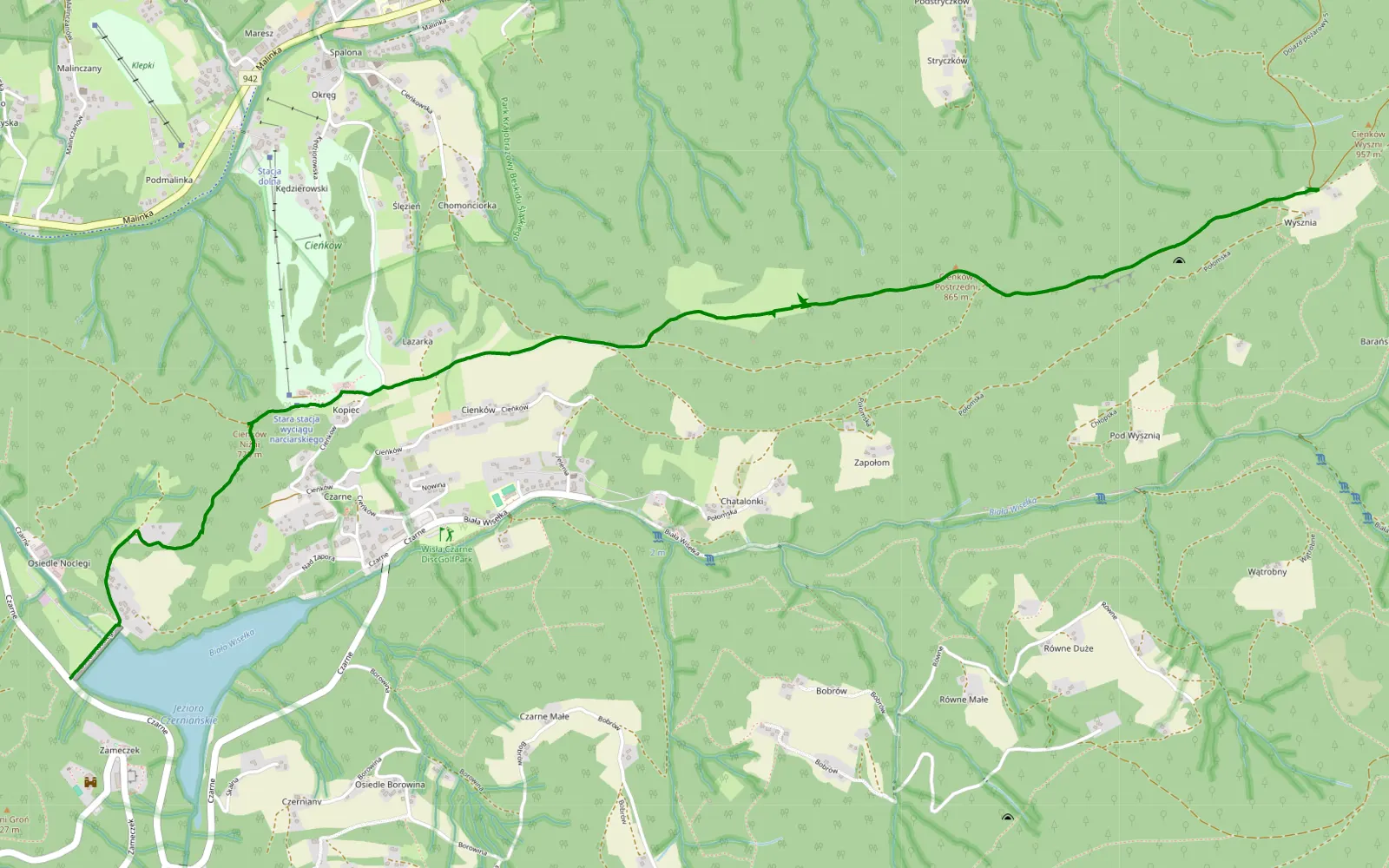 Map of Cyrla - Jezioro Czerniańskie - Czarne - 5.2 km offroad trail, Cieszyn County