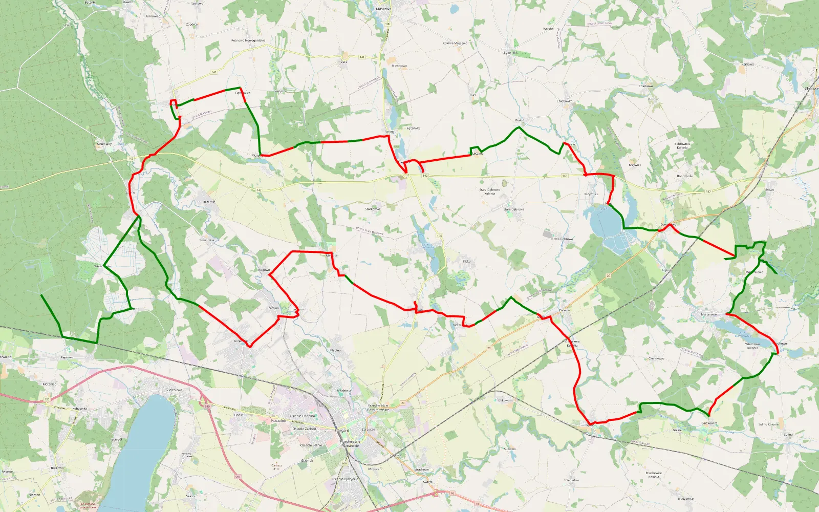 Map of Reptowo - 96 km offroad trail, Stargard County