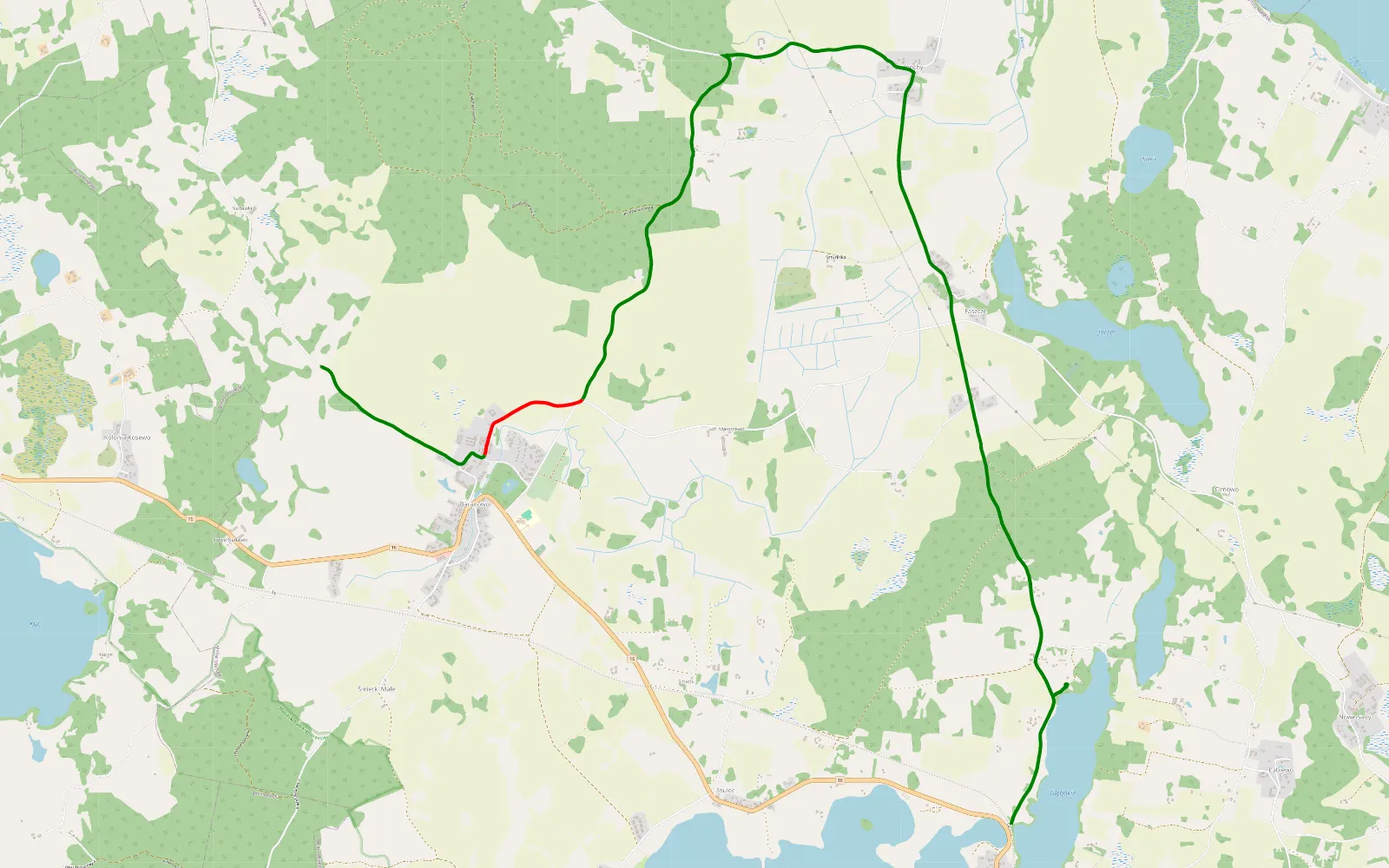 Mapa trasy Baranowo - Zełwągi - 6 km trasy offroad, Powiat Mrągowski