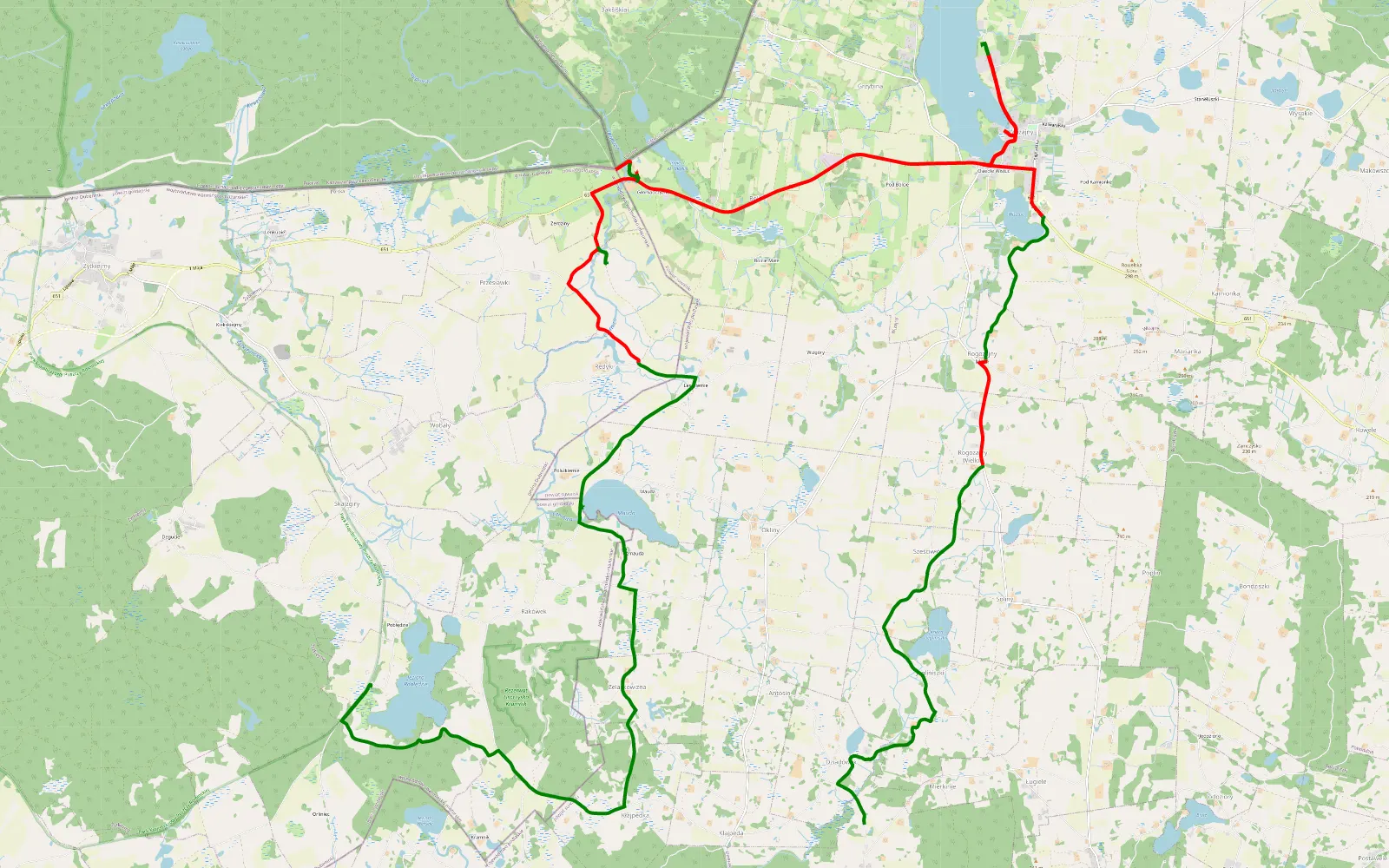 Map of Dziadówek - Pobłędzie - 36.5 km offroad trail, Suwałki County
