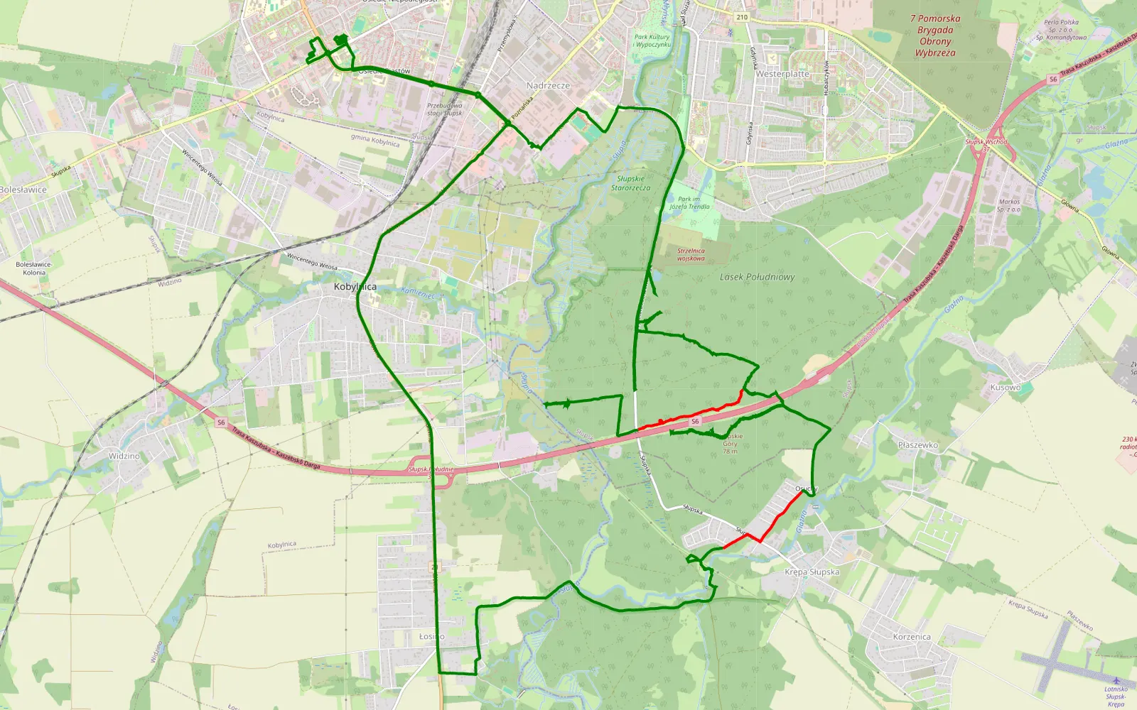 Map of Kobylnica - Plaszewko - 12.4 km offroad trail, Słupsk