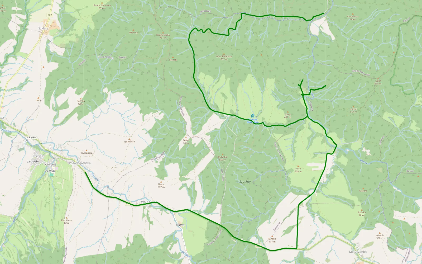 Map of X - 14.4 km offroad trail, Krosno County