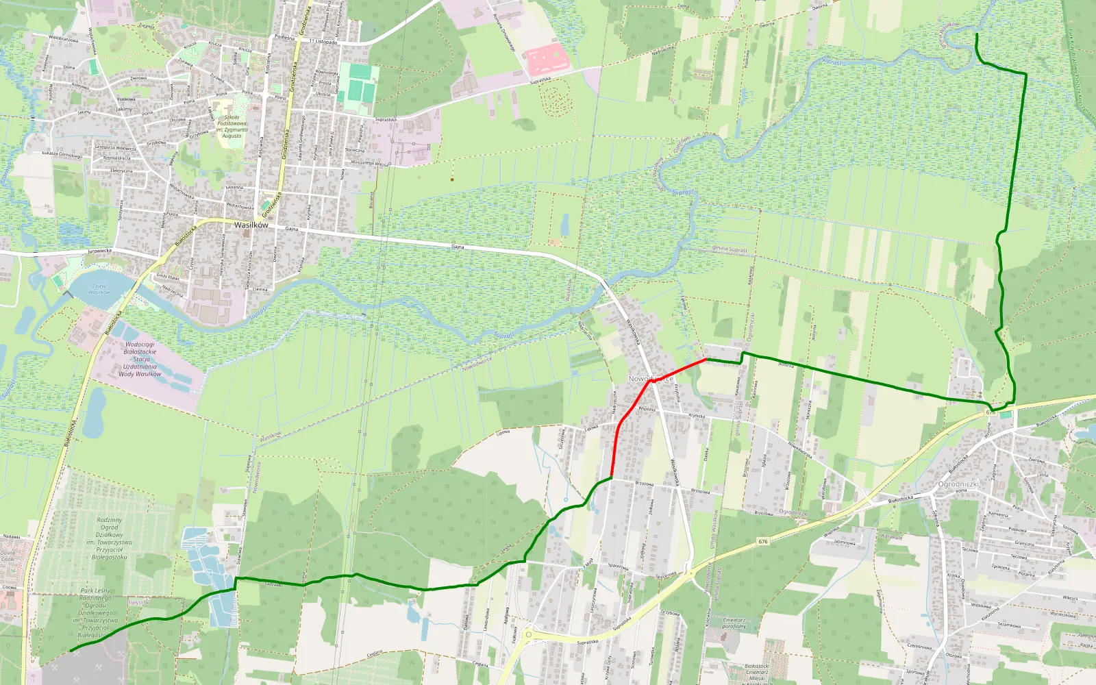 Mapa trasy Jaroszówka - Dąbrówki - 8.5 km trasy offroad, Powiat Białostocki