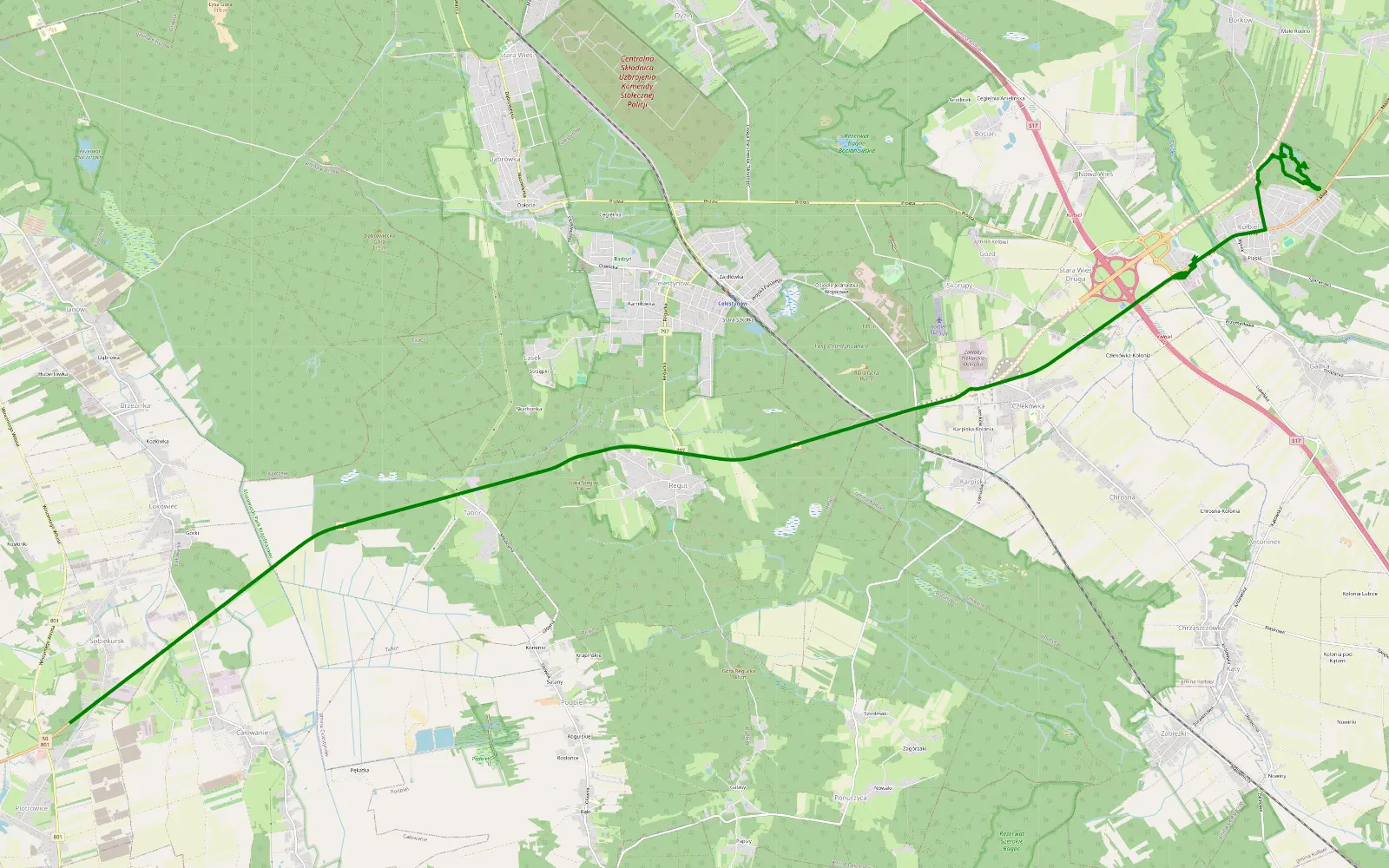 Map of Kołbiel - Piotrowice - 2.7 km offroad trail, Otwock County