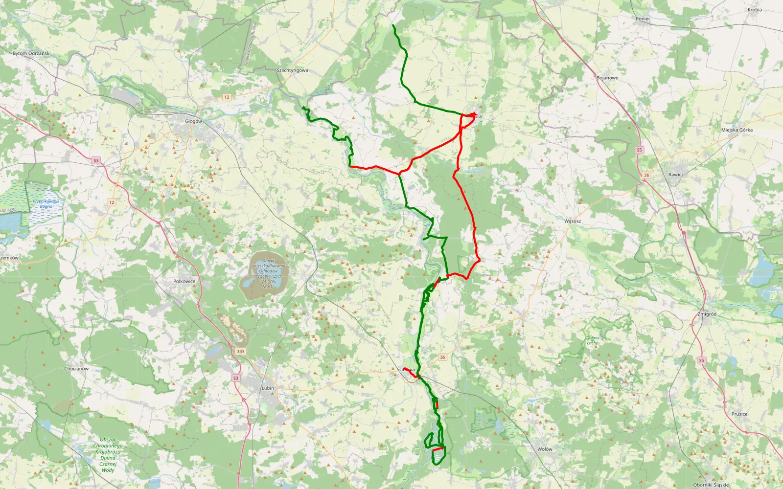 Map of Andrzej i Arleta - 131.5 km offroad trail, Wołów County