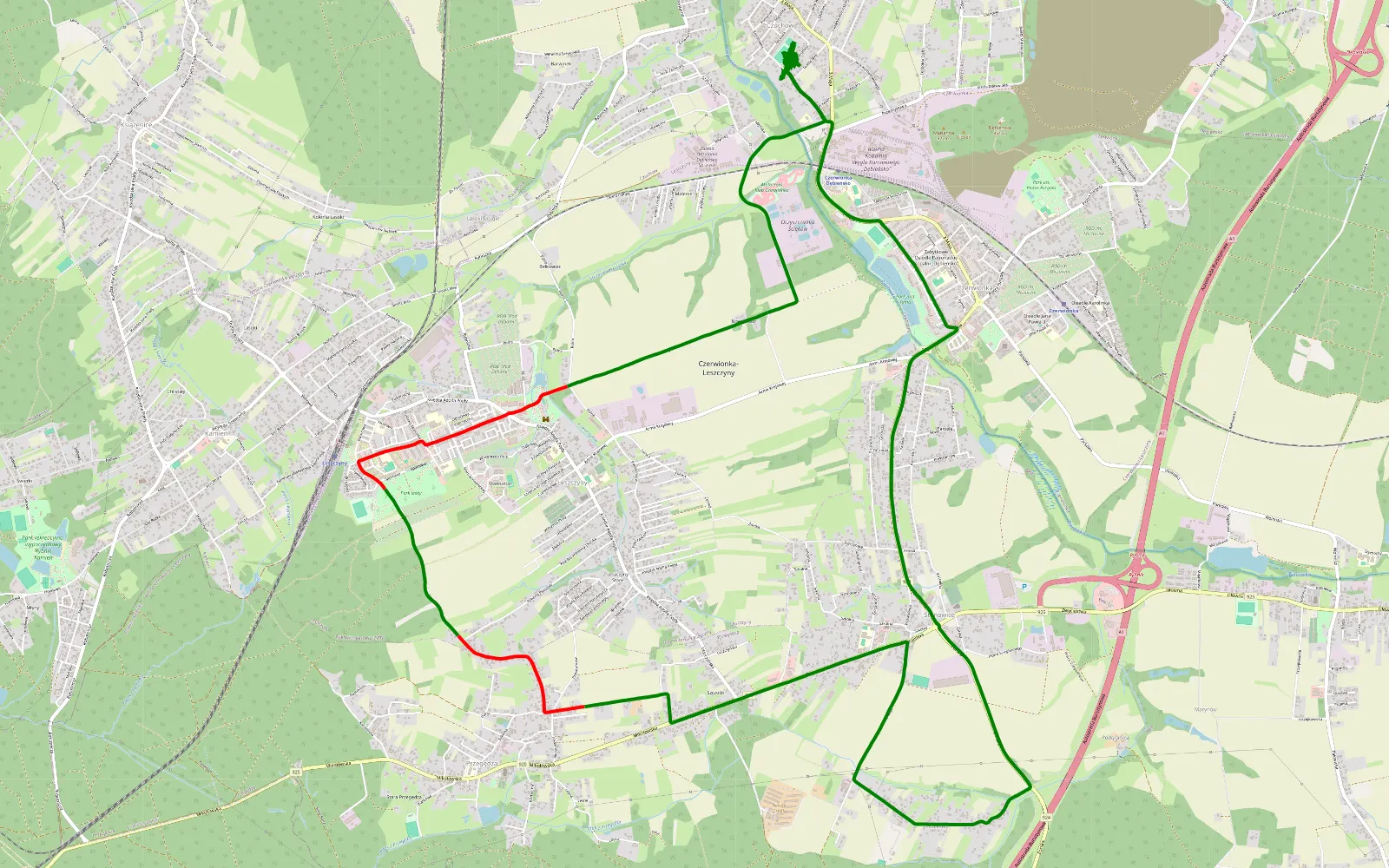 Mapa trasy Malenie - 6.2 km trasy offroad, Powiat Rybnicki