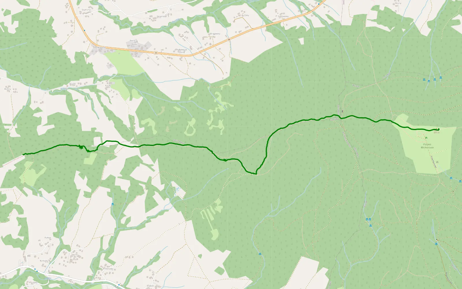 Mapa trasy Łostówka - Ćwilin (Hardcore) - 4.7 km trasy offroad, Powiat Limanowski