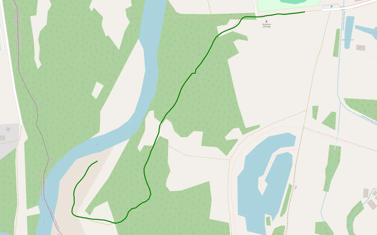 Mapa trasy Nowa Wieś - 0.9 km trasy offroad, Powiat Oświęcimski