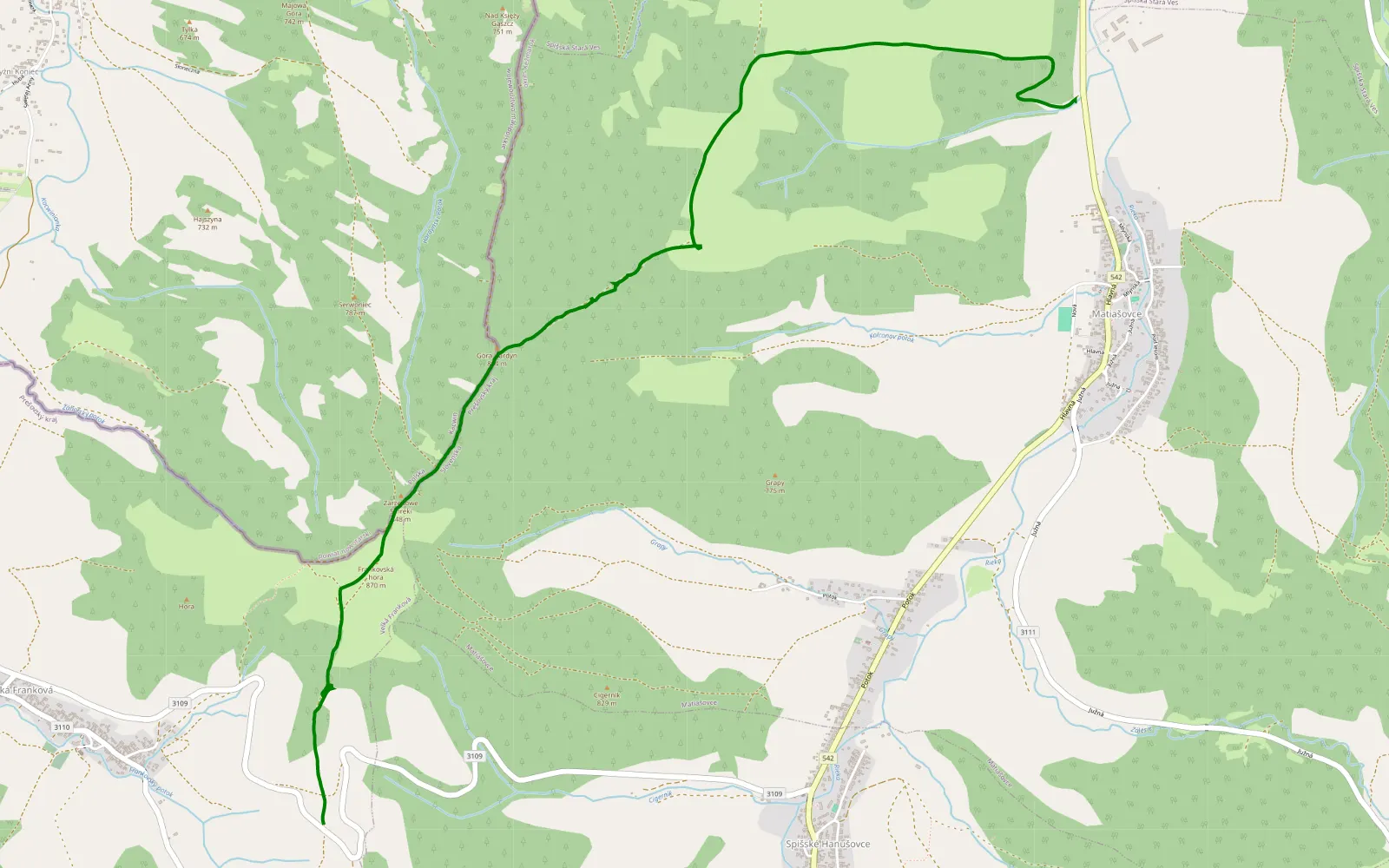 Map of Słowacja — 6.8 km offroad trail, District of Kežmarok