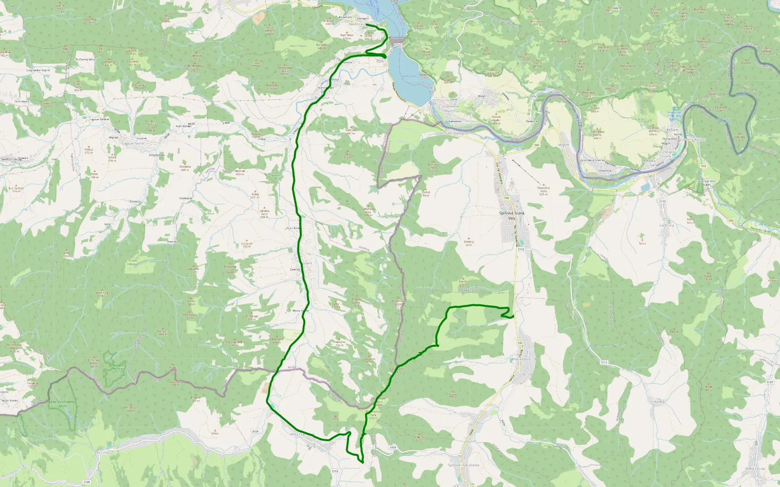 Mapa trasy Słowacja - 6.8 km trasy offroad, okres Kežmarok