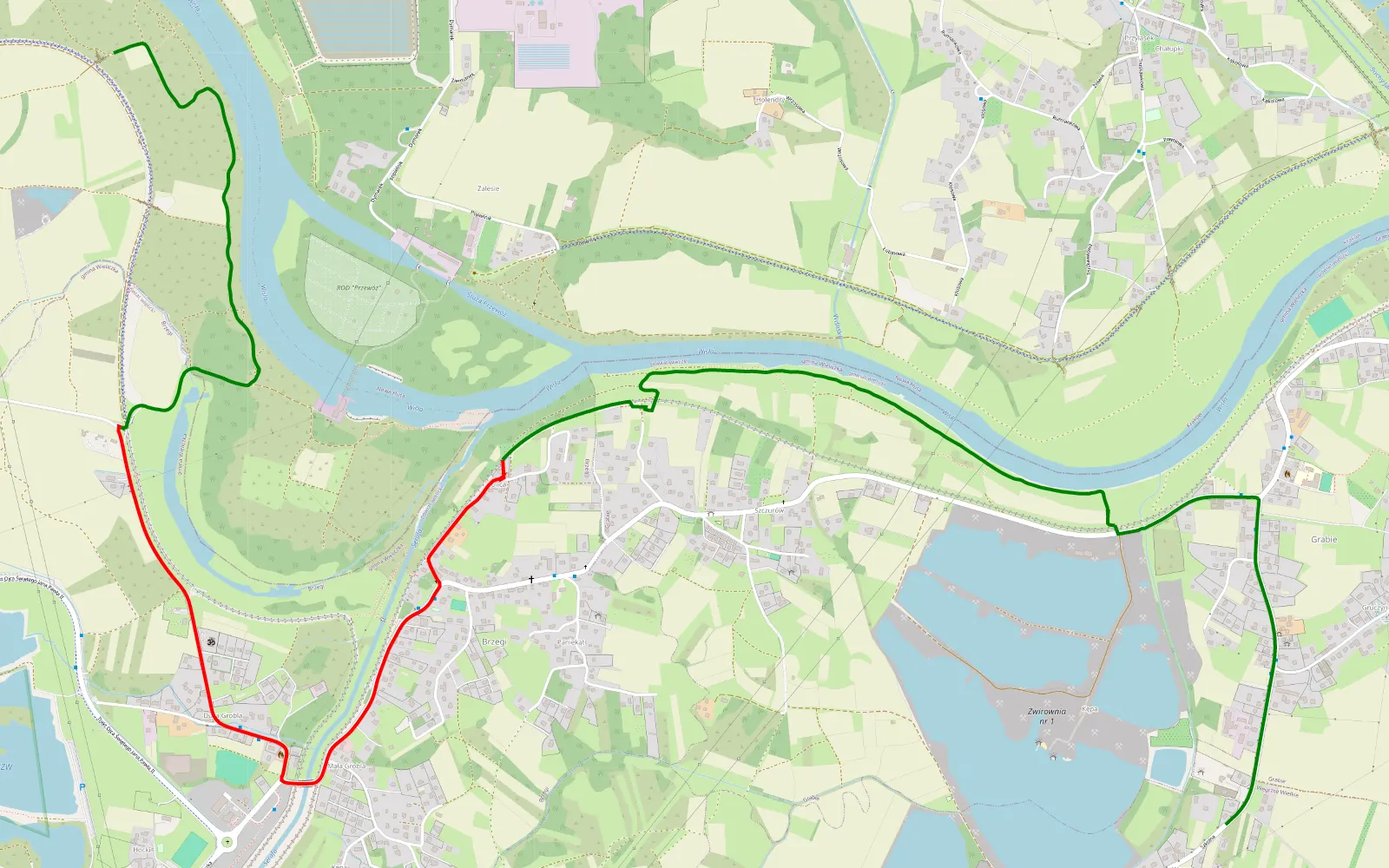 Map of Kujawy - Grabie - 6.2 km offroad trail, Wieliczka County