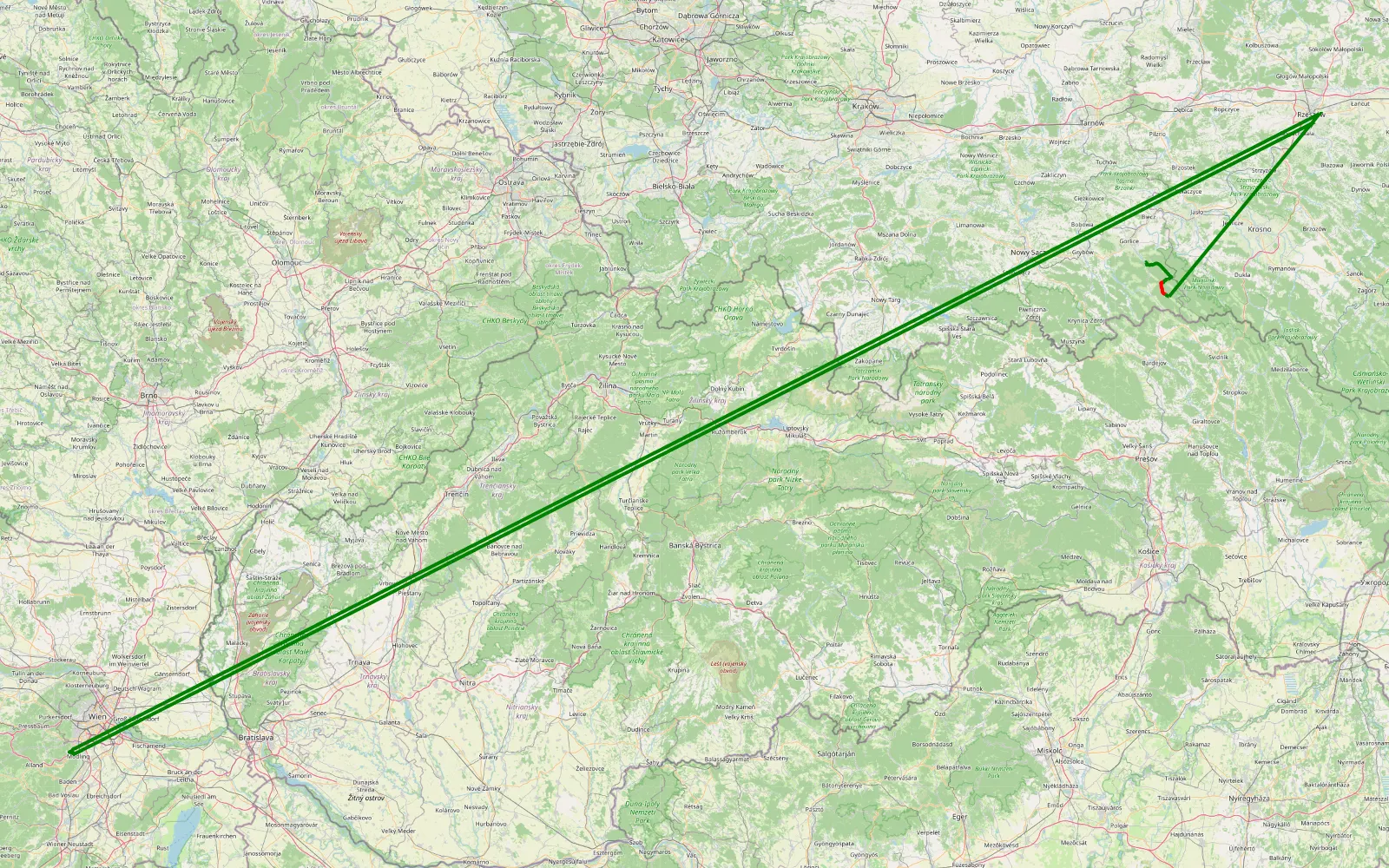 Map of Ropica Górna - Sedlo Vráca - Drabinianka - 9 km offroad trail, Gorlice County