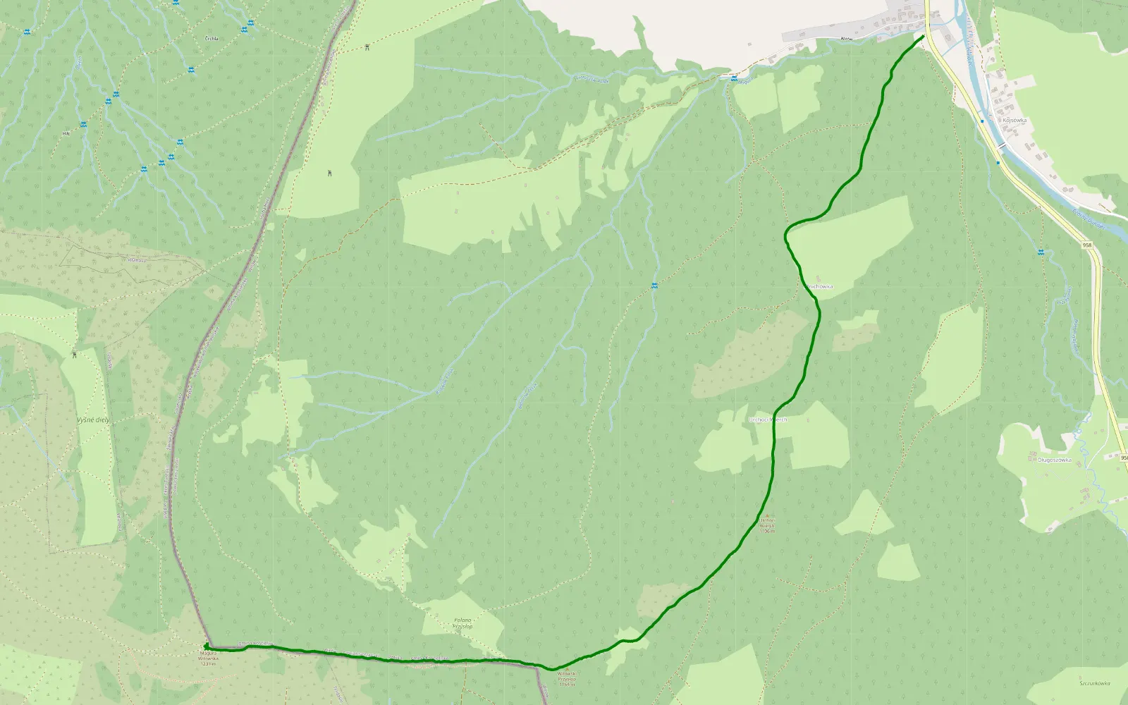 Map of V Oraviciach — 4.2 km offroad trail, Tatra County
