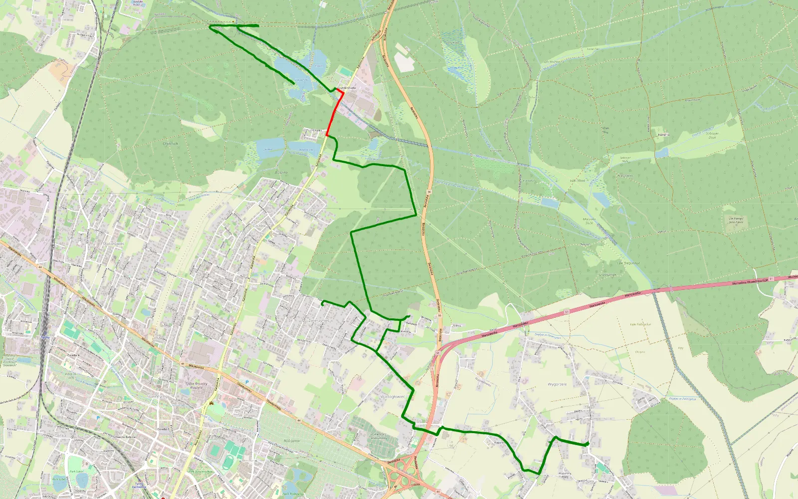 Map of Kołowy - 8.2 km offroad trail, Tychy