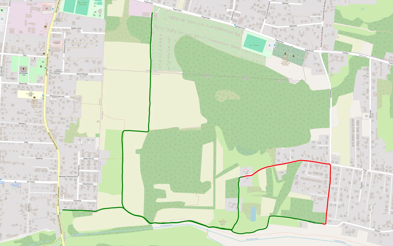 Map of Szybki przejazd Hałda/widokówka off-road: Pawłów – Kończyce - 4.2 km offroad trail, Ruda Śląska