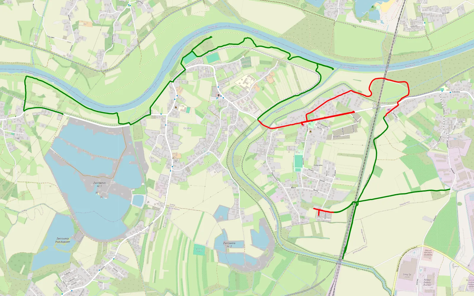 Mapa trasy Brzegi - Kusiecki - 11.7 km trasy offroad, Powiat Wielicki