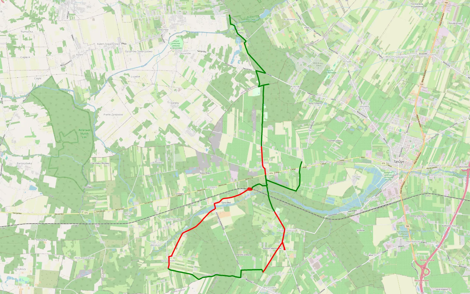 Map of 1 trip Maverick - 17 km offroad trail, Piaseczno County