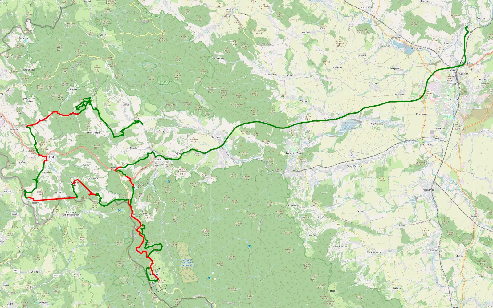 Mapa trasy Łężyce - Ławica 4caleAlboWcalw 6.09.2026 - 52.1 km trasy offroad, Powiat Kłodzki