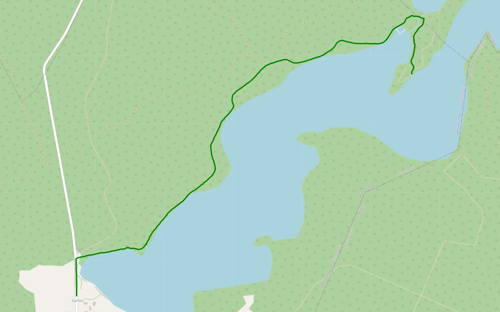 Map of Sumin - 2.8 km offroad trail, Bytów County