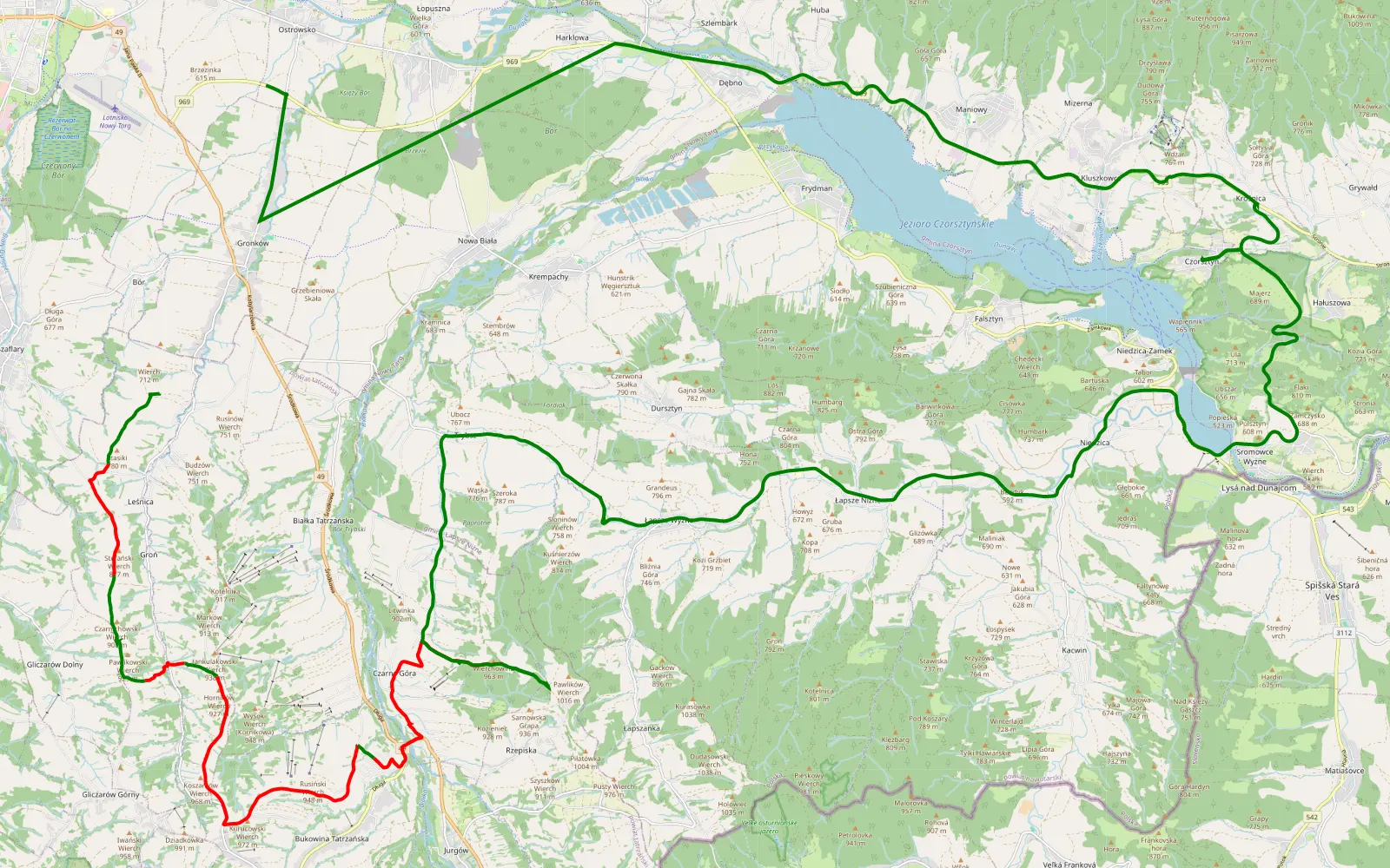Map of Leśnica - Ostrowsko - 23 km offroad trail, Tatra County