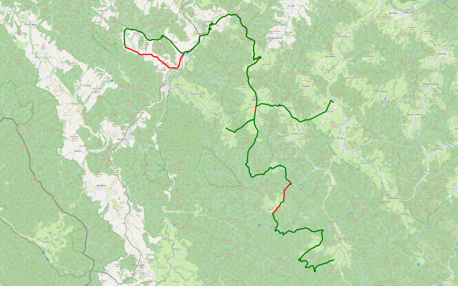 Map of Jabłonki - Mchawa - 56.8 km offroad trail, Sanok County