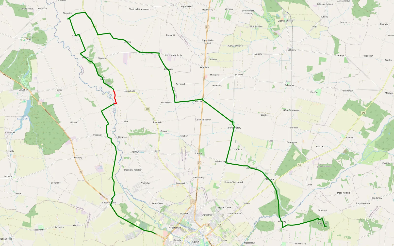 Mapa trasy Ognisko - 10.5 km trasy offroad, Powiat Pleszewski