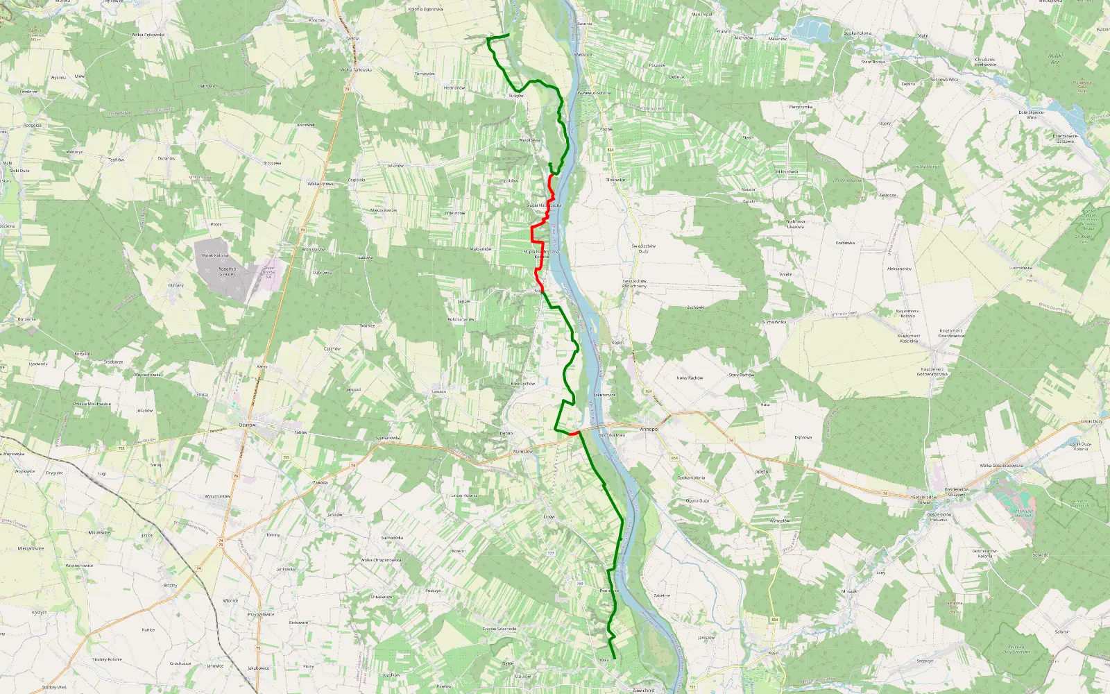 Mapa trasy Gg - 22.6 km trasy offroad, Powiat Opatowski