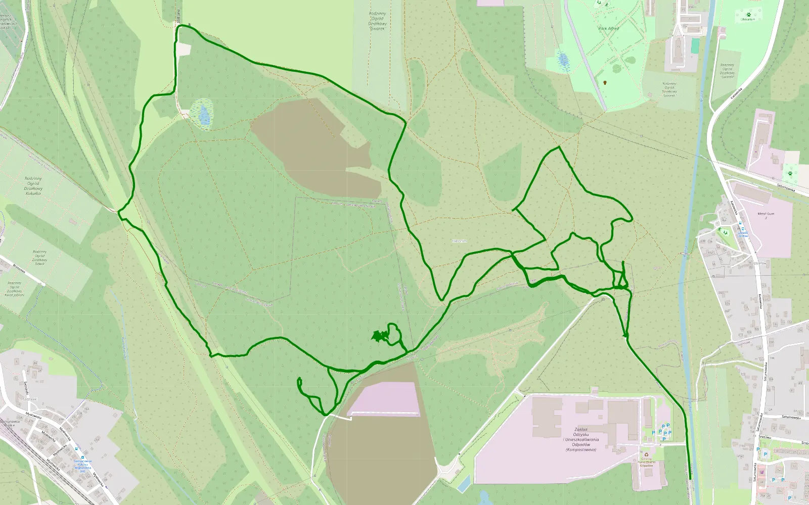 Mapa trasy Pasieki - 7.9 km trasy offroad, Powiat Będziński
