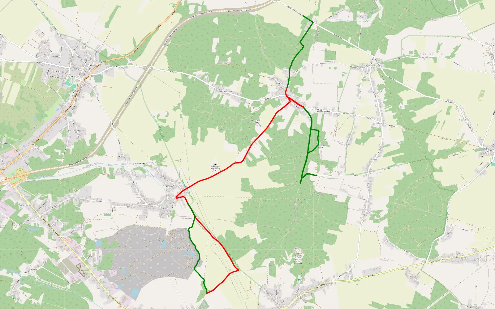Mapa trasy Suliny - 13.5 km trasy offroad, Powiat Zawierciański