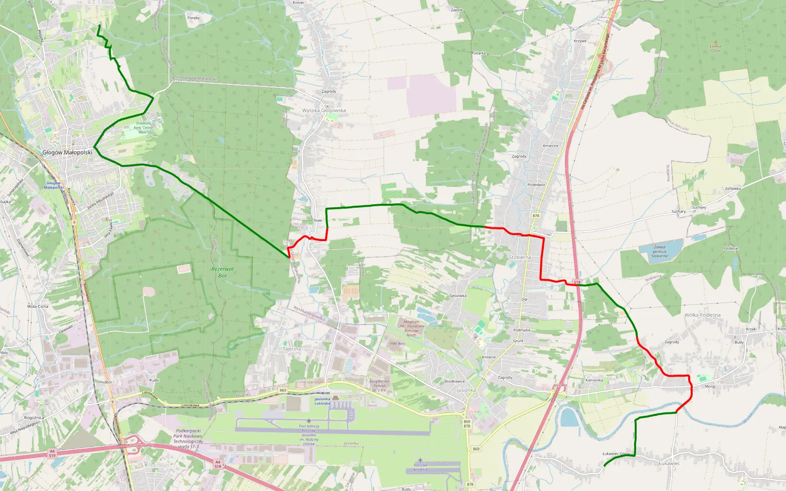 Map of Trasa 1 - 12.9 km offroad trail, Rzeszów County