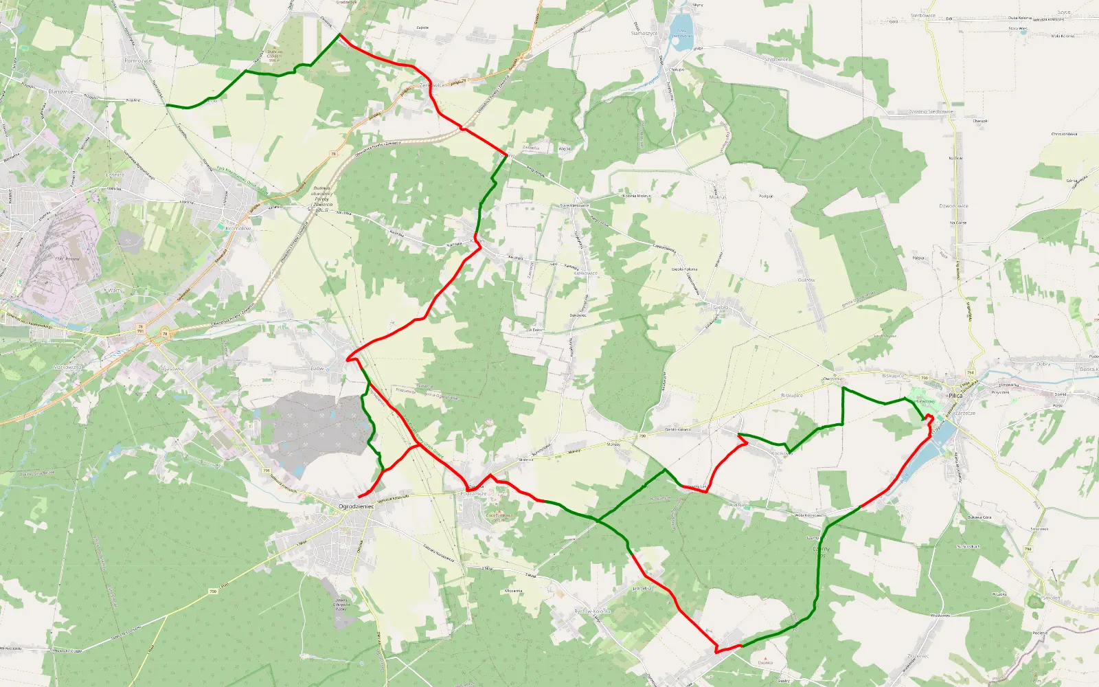 Mapa trasy Nocne manewry - 39.1 km trasy offroad, Powiat Zawierciański