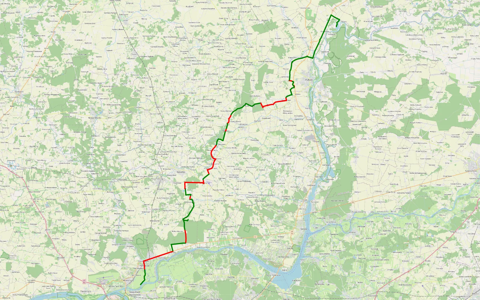 Map of Nowy Dwór Mazowiecki - widok jezioro - 58.3 km offroad trail, Nowy Dwór Mazowiecki County
