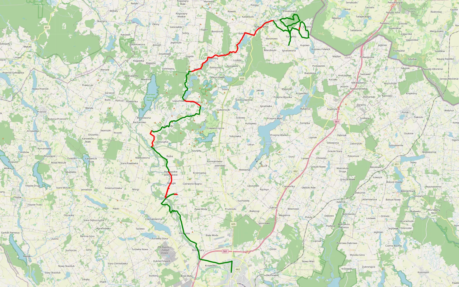 Map of Z Oliwierem - 52.4 km offroad trail, Suwałki County