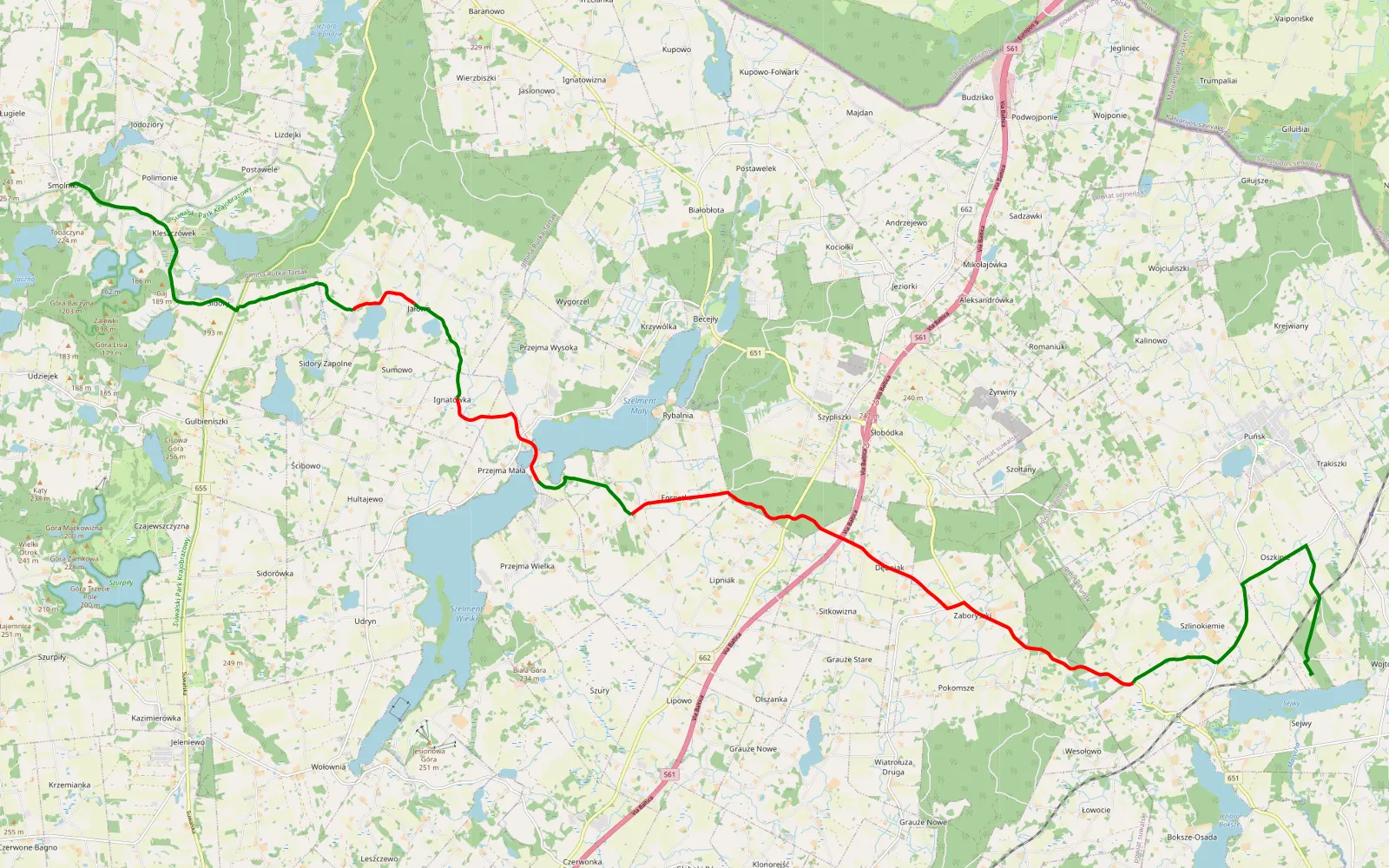 Map of dojazd - 20.4 km offroad trail, Suwałki County