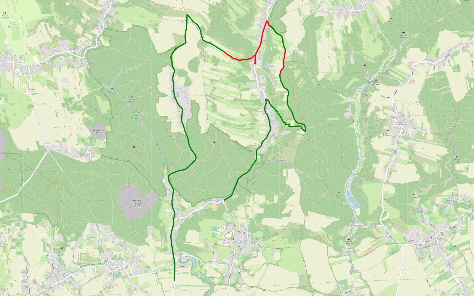 Mapa trasy Radwanowice - 6.7 km trasy offroad, Powiat Krakowski