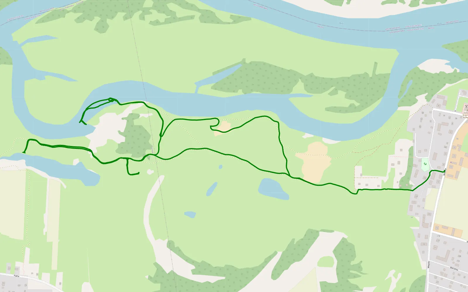 Mapa trasy Wzdłuż Bugu niedaleko Ślężan - 4.6 km trasy offroad, Powiat Wołomiński