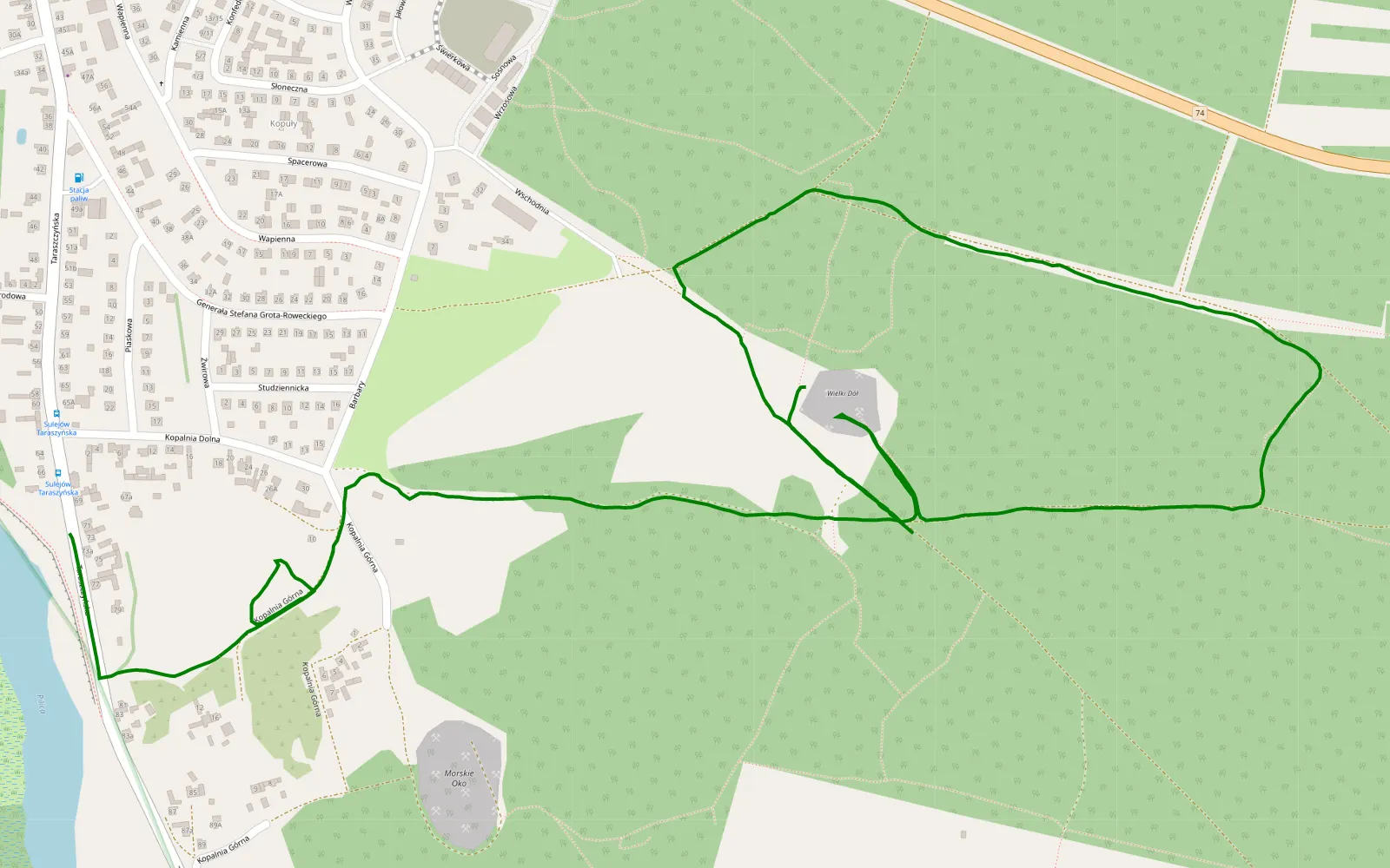 Map of Sulejów - 3.2 km offroad trail, Piotrków County