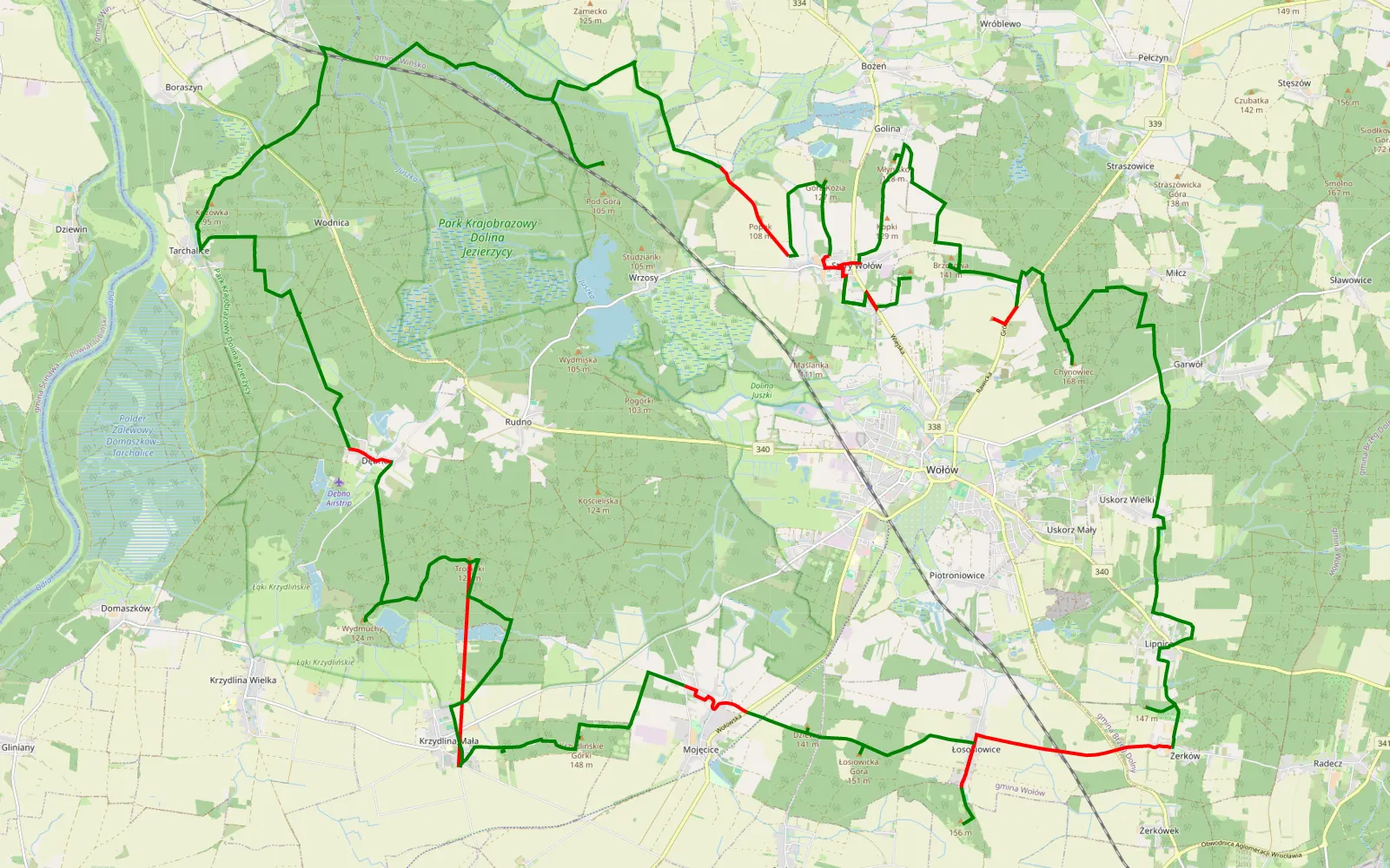 Mapa trasy Track 1 - 80.3 km trasy offroad, Powiat Wołowski