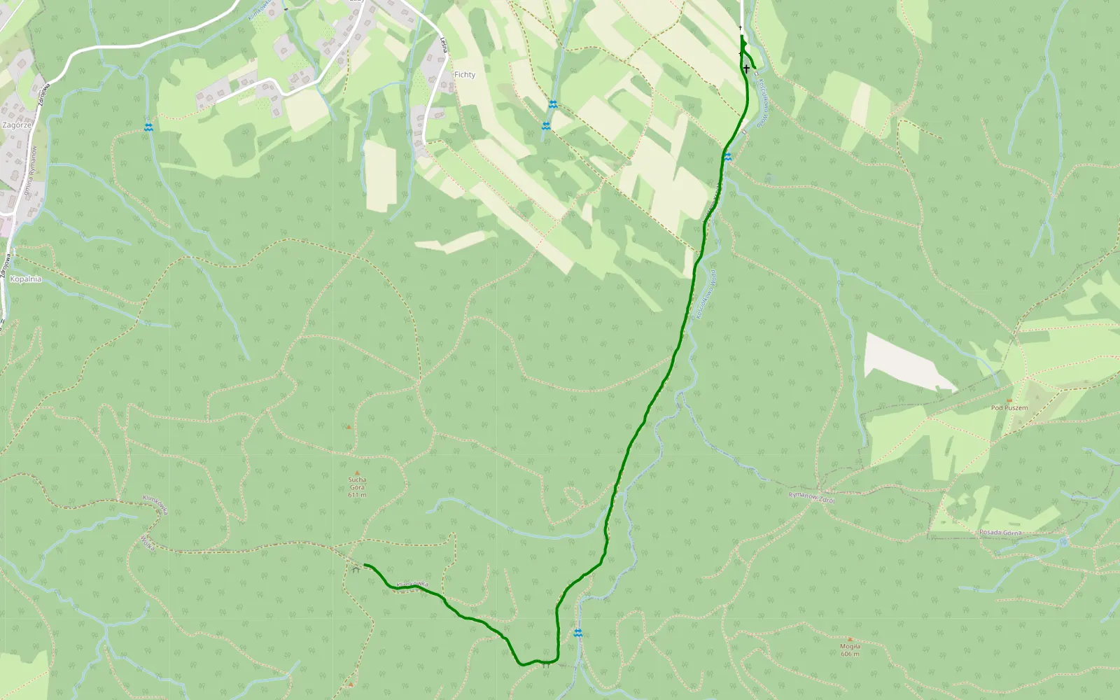 Map of Wulka - Klimkówka - 2.3 km offroad trail, Krosno County