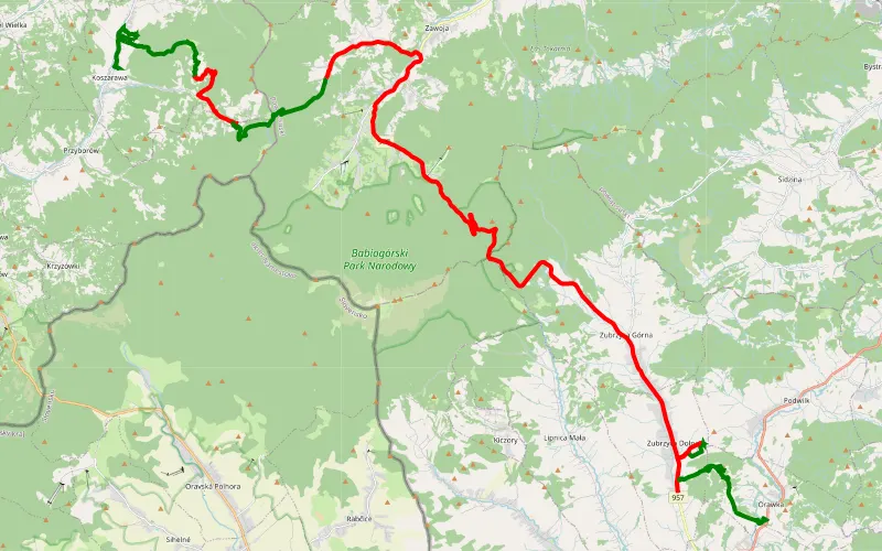 Koszarawa - Przełecz Krowiarki - Orawka
