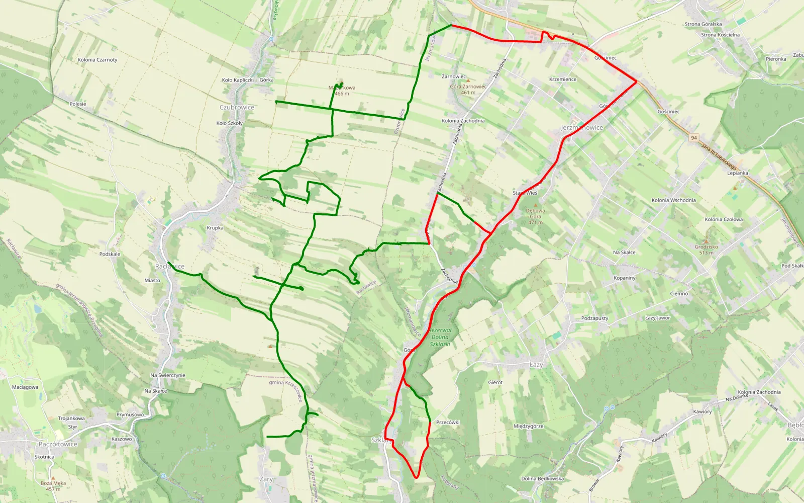 Map of Traska 4 skały + stajca - 32 km offroad trail, Kraków County