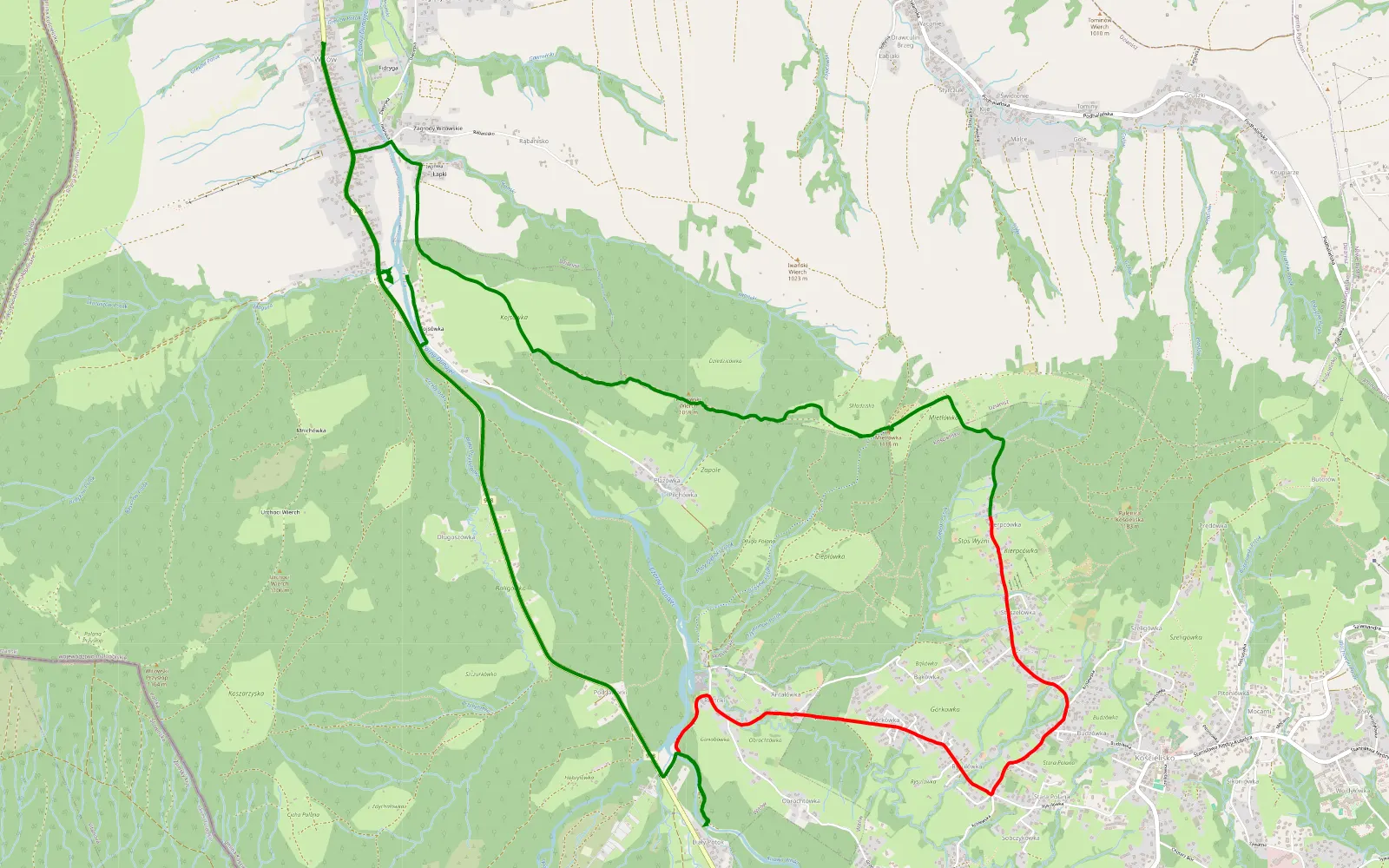 Map of Witów - 10.1 km offroad trail, Tatra County