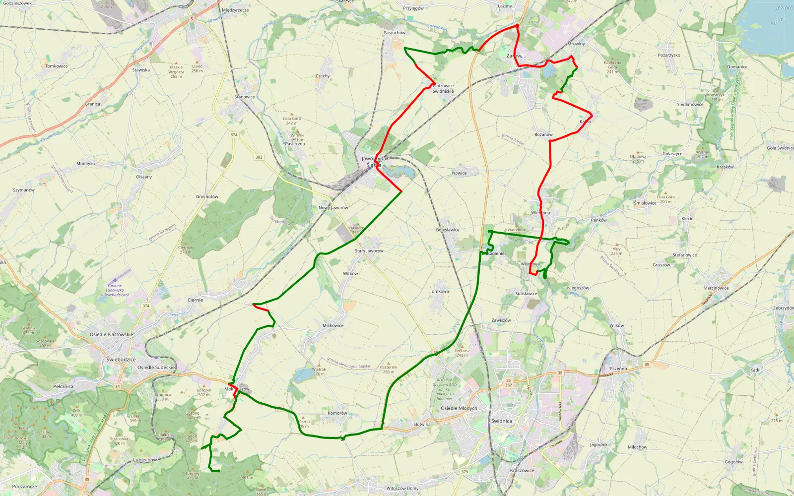 Map of Kobieca edycja TerenOffki 19 września 2026 - 43.8 km offroad trail, Świdnica County
