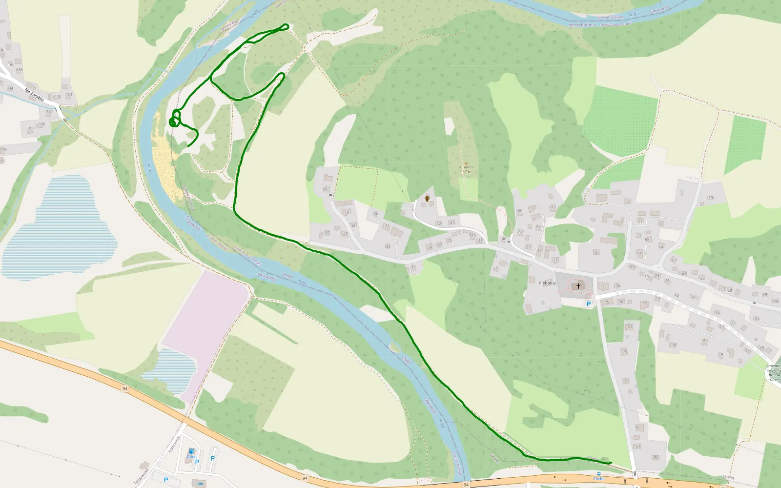 Mapa trasy Chełm - 2.2 km trasy offroad, Powiat Bocheński