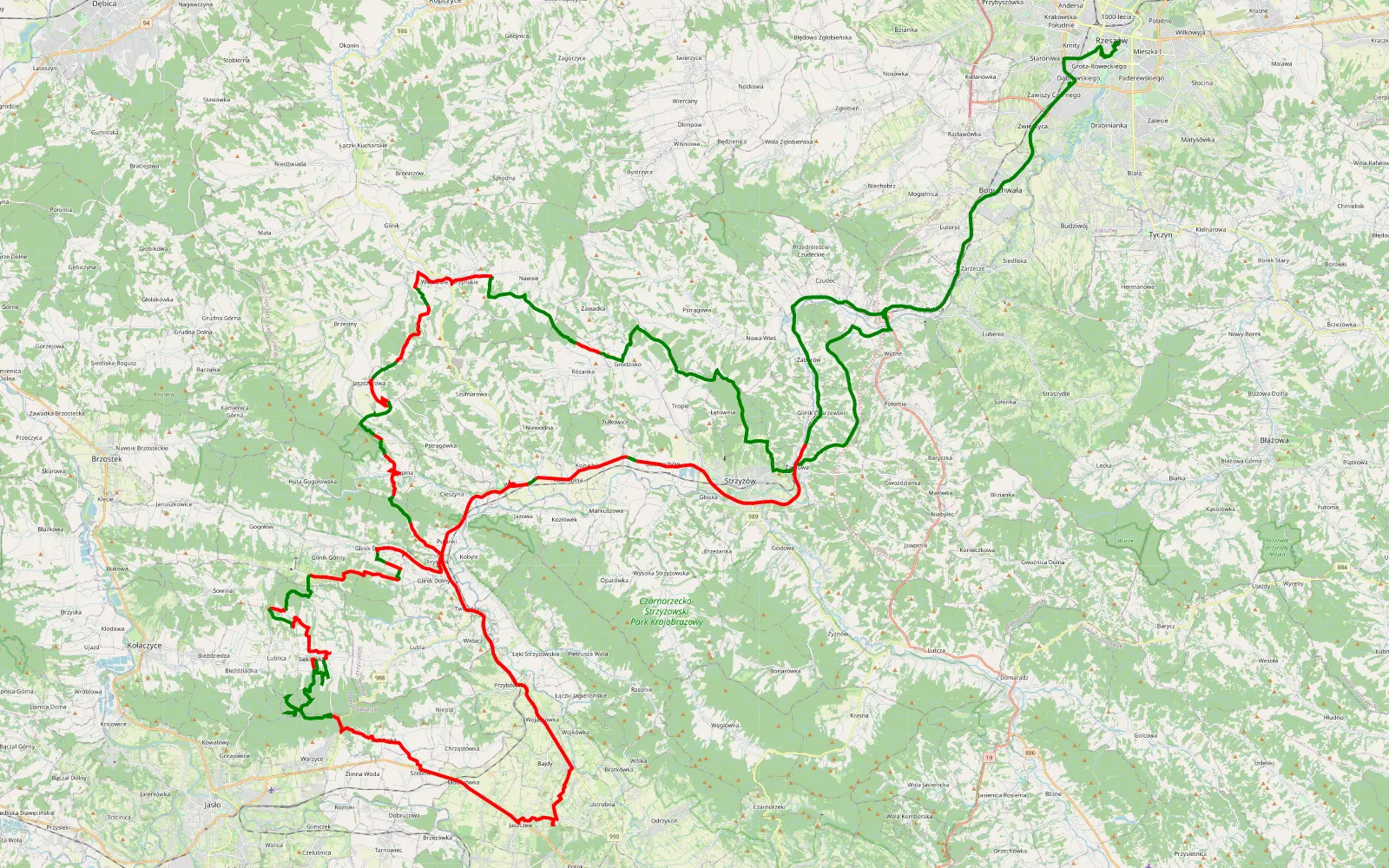 Map of Babica - Srodmiescie - Poludnie - 115 km offroad trail, Strzyżów County