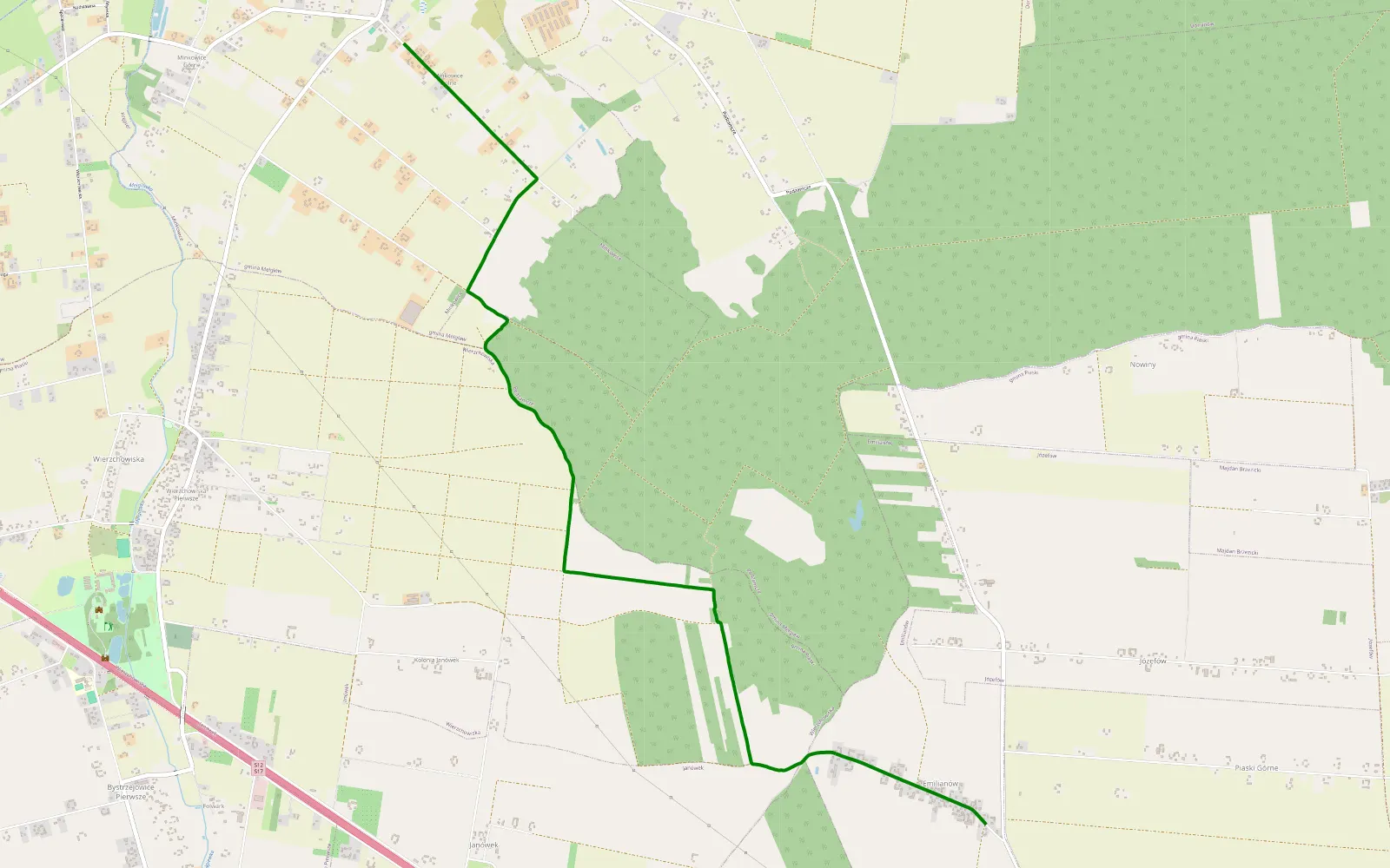 Mapa trasy Minkowice Dolne - Emilianów - 4.7 km trasy offroad, Powiat Świdnicki