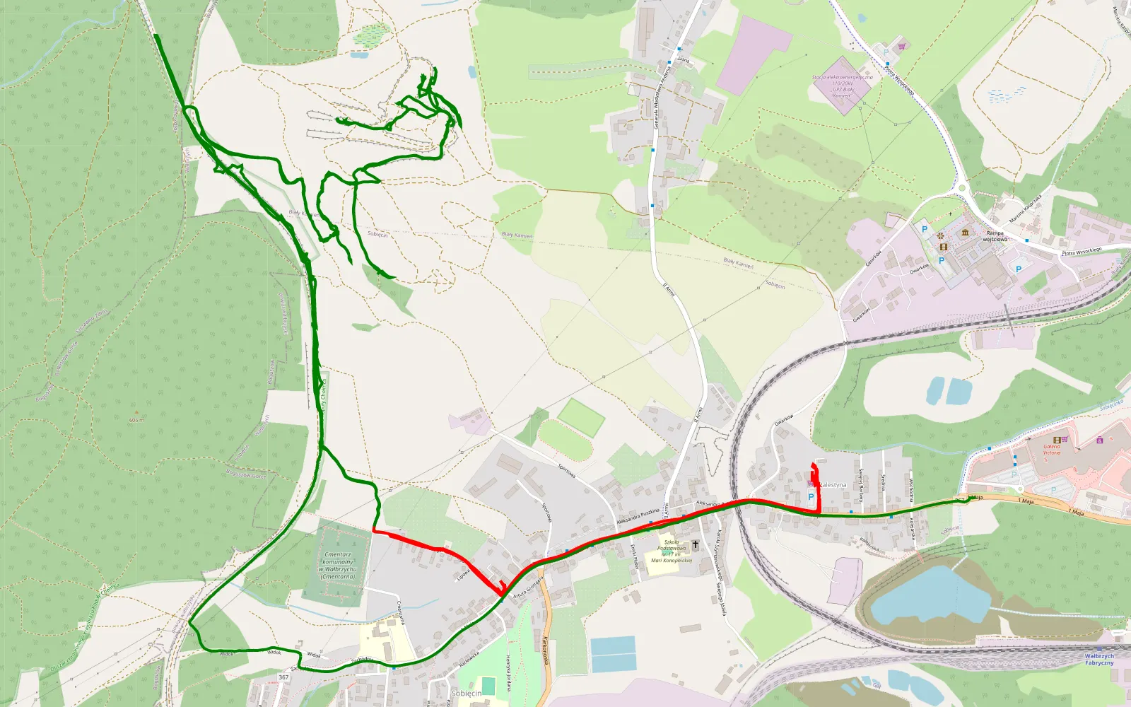 Map of Hałda Wałbrzych - 16.8 km offroad trail, Wałbrzych