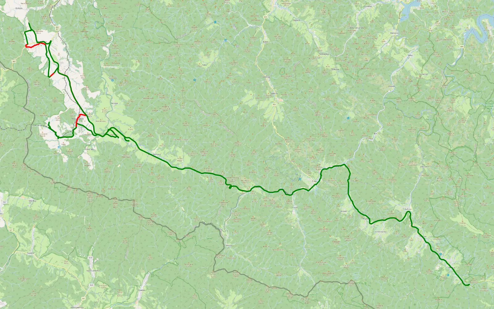 Map of Zachodnie niższe Bieszczady - 23.1 km offroad trail, Sanok County